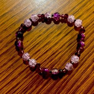 purple sparkly rounded beads with grey small accents